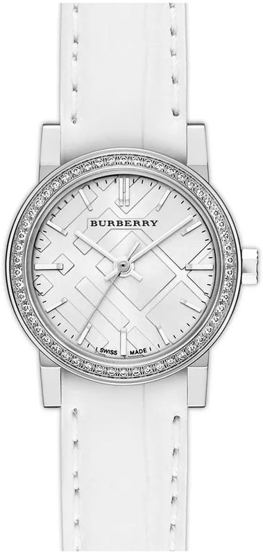 Buy Shop Burberry The City White Diamonds Dial White Leather Strap Watch for Women - BU9221 USA Online