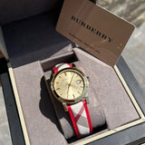 Buy Shop Burberry The City Champagne Dial Leather Strap Watch for Women - BU9139 USA Online