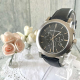 Buy Shop Burberry The City Chronograph Black Dial Black Leather Strap Watch for Men - BU9356 USA Online