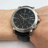Buy Shop Burberry The City Chronograph Black Dial Black Leather Strap Watch for Men - BU9356 USA Online