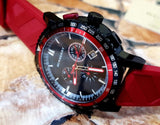 Buy Shop Burberry The City Chronograph Black Dial Red Rubber Strap Watch For Men - BU9805 USA Online