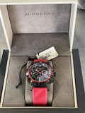Buy Shop Burberry The City Chronograph Black Dial Red Rubber Strap Watch For Men - BU9805 USA Online
