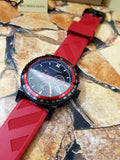 Buy Shop Burberry The City Chronograph Black Dial Red Rubber Strap Watch For Men - BU9805 USA Online