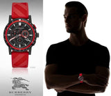Buy Shop Burberry The City Chronograph Black Dial Red Rubber Strap Watch For Men - BU9805 USA Online