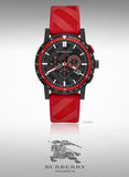 Buy Shop Burberry The City Chronograph Black Dial Red Rubber Strap Watch For Men - BU9805 USA Online