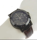 Buy Shop Burberry The City Chronograph Ion Plated Grey Dial Grey Leather Strap Watch for Men - BU9384 USA Online