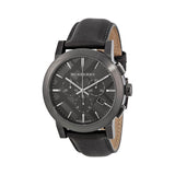 Buy Shop Burberry The City Chronograph Ion Plated Grey Dial Grey Leather Strap Watch for Men - BU9384 USA Online