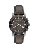 Buy Shop Burberry The City Chronograph Ion Plated Grey Dial Grey Leather Strap Watch for Men - BU9384 USA Online