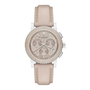 Buy Shop Burberry The City Chronograph Rose Gold Dial Beige Leather Strap Watch For Women - BU9702 USA Online
