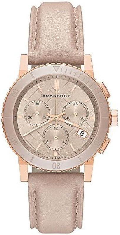 Buy Shop Burberry The City Chronograph Rose Gold Dial Beige Leather Strap Watch For Women - BU9702 USA Online