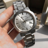 Buy Shop Burberry The City Chronograph Silver Dial Silver Steel Strap Watch for Men - BU9350 USA Online