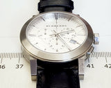 Buy Shop Burberry The City Chronograph White Dial Black Leather Strap Watch for Men - BU9355 USA Online