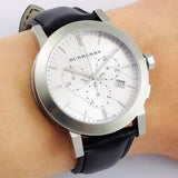 Buy Shop Burberry The City Chronograph White Dial Black Leather Strap Watch for Men - BU9355 USA Online