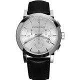 Buy Shop Burberry The City Chronograph White Dial Black Leather Strap Watch for Men - BU9355 USA Online