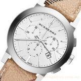 Buy Shop Burberry The City Chronograph White Dial Haymarket Leather Strap Watch For Men - BU9360 USA Online