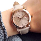 Buy Shop Burberry The City Diamonds Beige Dial Beige Leather Strap Watch for Women - BU9131 USA Online