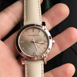 Buy Shop Burberry The City Diamonds Beige Dial Beige Leather Strap Watch for Women - BU9131 USA Online