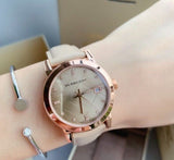 Buy Shop Burberry The City Diamonds Beige Dial Beige Leather Strap Watch for Women - BU9131 USA Online