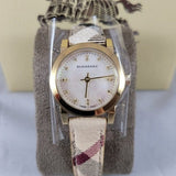 Buy Shop Burberry The City Diamonds Mother of Pearl Dial Brown Leather Strap Watch for Women - BU9226 USA Online