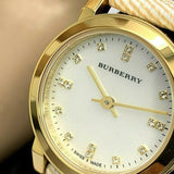 Buy Shop Burberry The City Diamonds Mother of Pearl Dial Brown Leather Strap Watch for Women - BU9226 USA Online