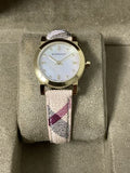Buy Shop Burberry The City Diamonds Mother of Pearl Dial Brown Leather Strap Watch for Women - BU9226 USA Online