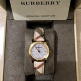 Buy Shop Burberry The City Diamonds Mother of Pearl Dial Brown Leather Strap Watch for Women - BU9226 USA Online