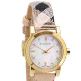 Buy Shop Burberry The City Diamonds Mother of Pearl Dial Brown Leather Strap Watch for Women - BU9226 USA Online