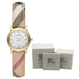 Buy Shop Burberry The City Diamonds Mother of Pearl Dial Brown Leather Strap Watch for Women - BU9226 USA Online