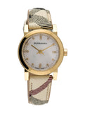 Buy Shop Burberry The City Diamonds Mother of Pearl Dial Brown Leather Strap Watch for Women - BU9226 USA Online