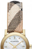 Buy Shop Burberry The City Diamonds Mother of Pearl Dial Brown Leather Strap Watch for Women - BU9226 USA Online