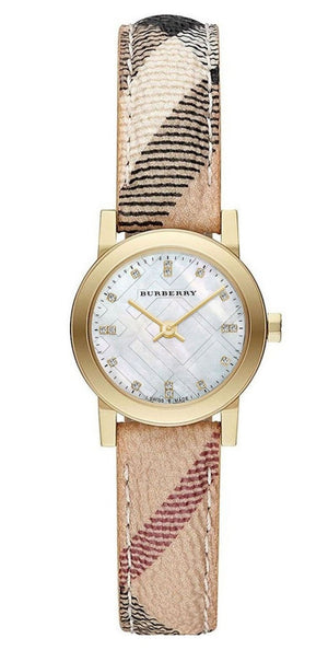 Buy Shop Burberry The City Diamonds Mother of Pearl Dial Brown Leather Strap Watch for Women - BU9226 USA Online