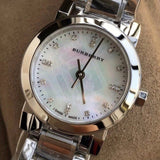 Buy Shop Burberry The City Diamonds Mother of Pearl Dial Silver Steel Strap Watch for Women - BU9224 USA Online