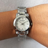 Buy Shop Burberry The City Diamonds Mother of Pearl Dial Silver Steel Strap Watch for Women - BU9224 USA Online
