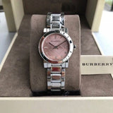 Buy Shop Burberry The City Diamonds Pink Dial Silver Steel Strap Watch for Women - BU9223 USA Online