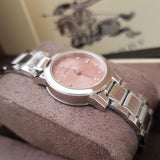 Buy Shop Burberry The City Diamonds Pink Dial Silver Steel Strap Watch for Women - BU9223 USA Online