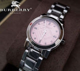 Buy Shop Burberry The City Diamonds Pink Dial Silver Steel Strap Watch for Women - BU9223 USA Online