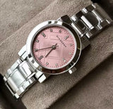 Buy Shop Burberry The City Diamonds Pink Dial Silver Steel Strap Watch for Women - BU9223 USA Online
