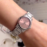 Buy Shop Burberry The City Diamonds Pink Dial Silver Steel Strap Watch for Women - BU9223 USA Online