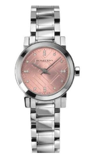 Buy Shop Burberry The City Diamonds Pink Dial Silver Steel Strap Watch for Women - BU9223 USA Online
