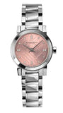 Buy Shop Burberry The City Diamonds Pink Dial Silver Steel Strap Watch for Women - BU9223 USA Online