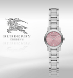 Buy Shop Burberry The City Diamonds Pink Dial Silver Steel Strap Watch for Women - BU9231 USA Online