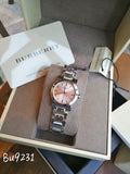 Buy Shop Burberry The City Diamonds Pink Dial Silver Steel Strap Watch for Women - BU9231 USA Online