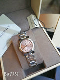 Buy Shop Burberry The City Diamonds Pink Dial Silver Steel Strap Watch for Women - BU9231 USA Online