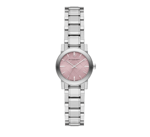 Buy Shop Burberry The City Diamonds Pink Dial Silver Steel Strap Watch for Women - BU9231 USA Online