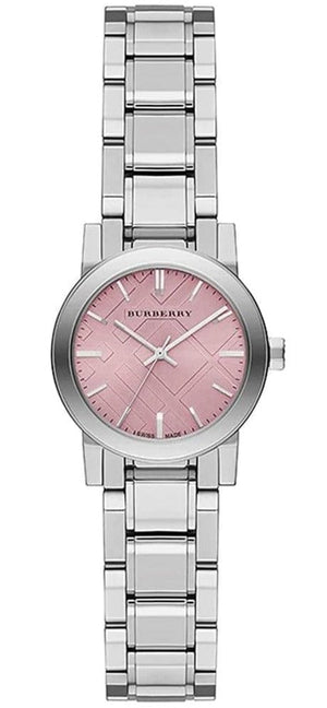 Buy Shop Burberry The City Diamonds Pink Dial Silver Steel Strap Watch for Women - BU9231 USA Online