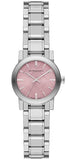 Buy Shop Burberry The City Diamonds Pink Dial Silver Steel Strap Watch for Women - BU9231 USA Online