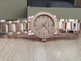 Buy Shop Burberry The City Diamonds Rose Dial Rose Gold Steel Strap Watch for Women - BU9225 USA Online