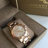 Buy Shop Burberry The City Diamonds Rose Gold Dial Rose Gold Steel Strap Watch for Women - BU9126 USA Online