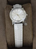 Buy Shop Burberry The City Diamonds Silver Dial White Leather Strap Watch for Women - BU9221 USA Online