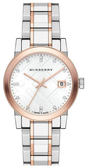 Buy Shop Burberry The City Diamonds White Dial Two Tone Steel Strap Watch for Women - BU9127 USA Online